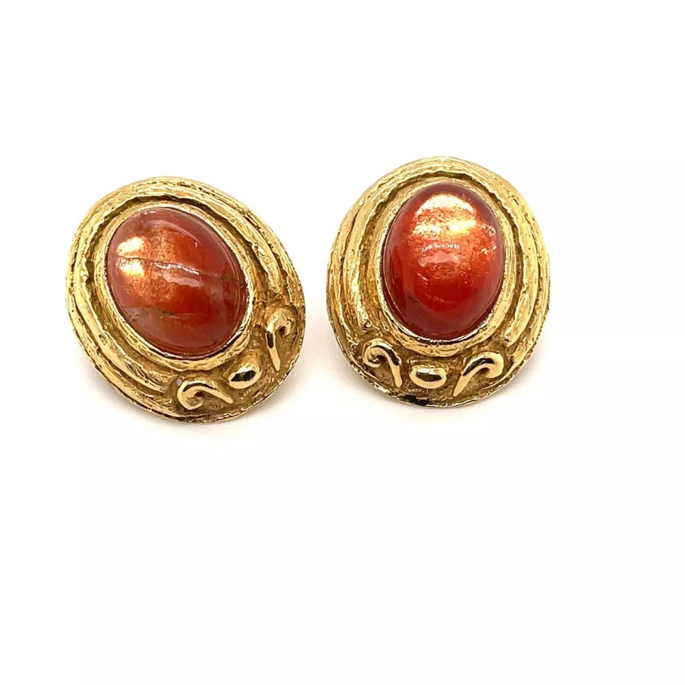 Katy Briscoe 18k Sunstone Earrings.